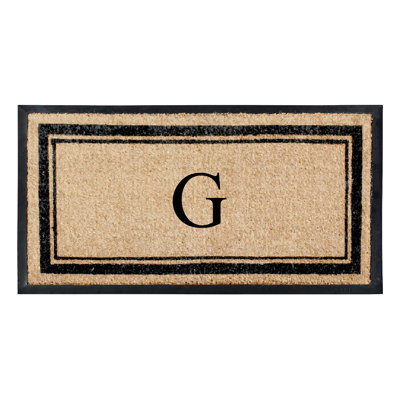 Markham Classic Border Monogrammed Outdoor Entrance Doormat, 24"x48" — Heavy-Duty, Durable, Non-Slip Door Mat
