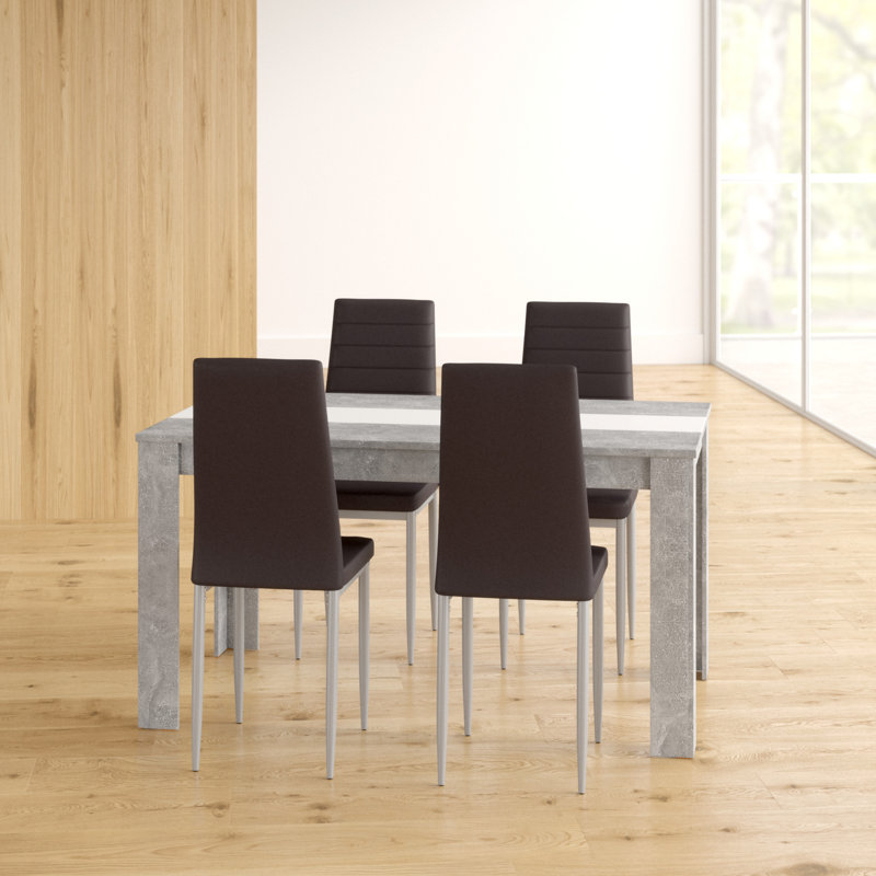 Alceste 4 - Person Dining Set, Dark grey, Grey/White