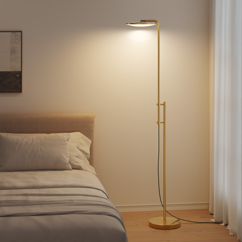 Lampe sur pied intelligente réglable en hauteur 70 po avec télécommande, luminosité et température de couleur réglables, Doré
