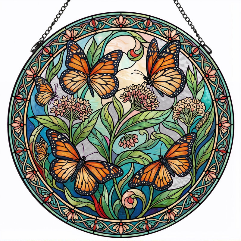 Panneau de vitrail de jardin Butterfly H 12 po, H 12 po
