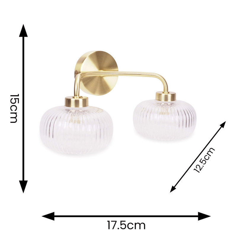 Aniva Glass Armed Sconce, Gold, Clear Glass, No