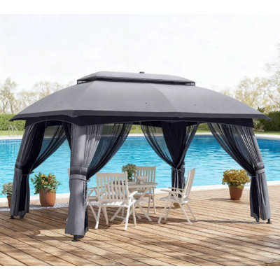 Outdoor Gazebo Canopy Shelter,Patio Gazebo,With Netting,Vented Roof