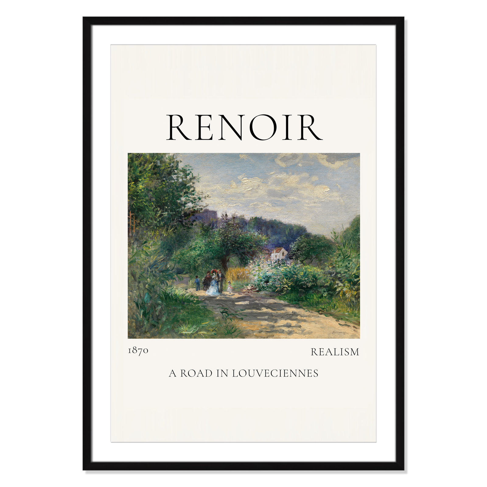 Old Masters Collection "A Road in Louveciennes" Print, Black Single Picture Frame, Yes, 41.5" H x 29.5" W x 1.25" D