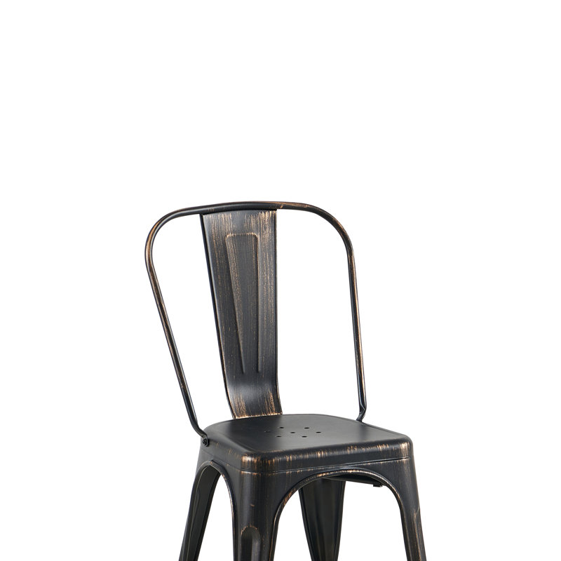 Chaises de bar modernes pour salle à manger en métal ultrabrillant, Bronze, H 33 po x l 17 po x P 17,50 po