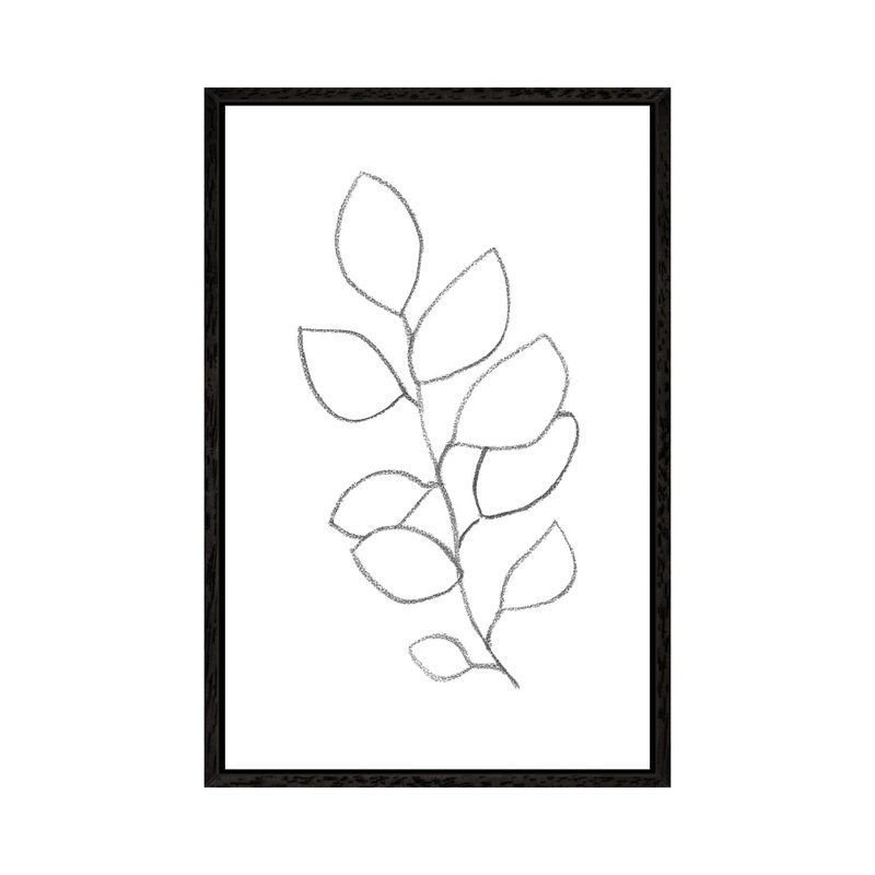 Botanical Minimal Line - Print on Canvas, 101.6cm H x 66.04cm W x 3.81cm D, Black Framed