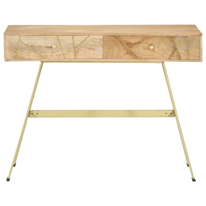 Writing Desk with Drawers 39.4" x 21.7" x 29.5" Solid Sheesham Wood, Walnut