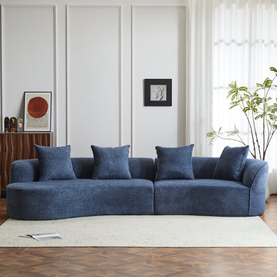 126" Curved Sectional Sofa (Navy Blue-D28 Full Foam)