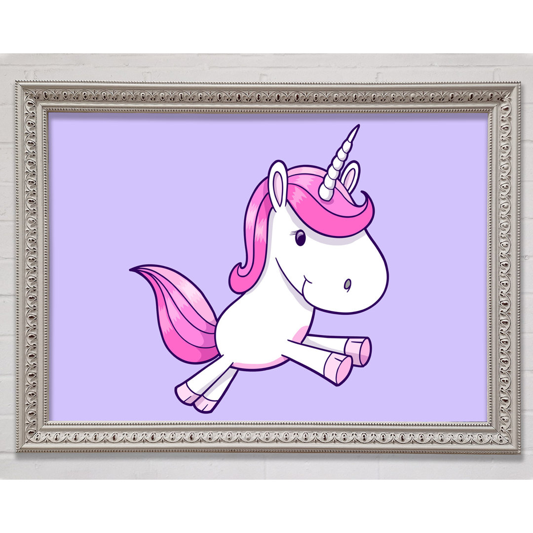 Gerahmtes Leinwandbild Leaping Unicorn Pink