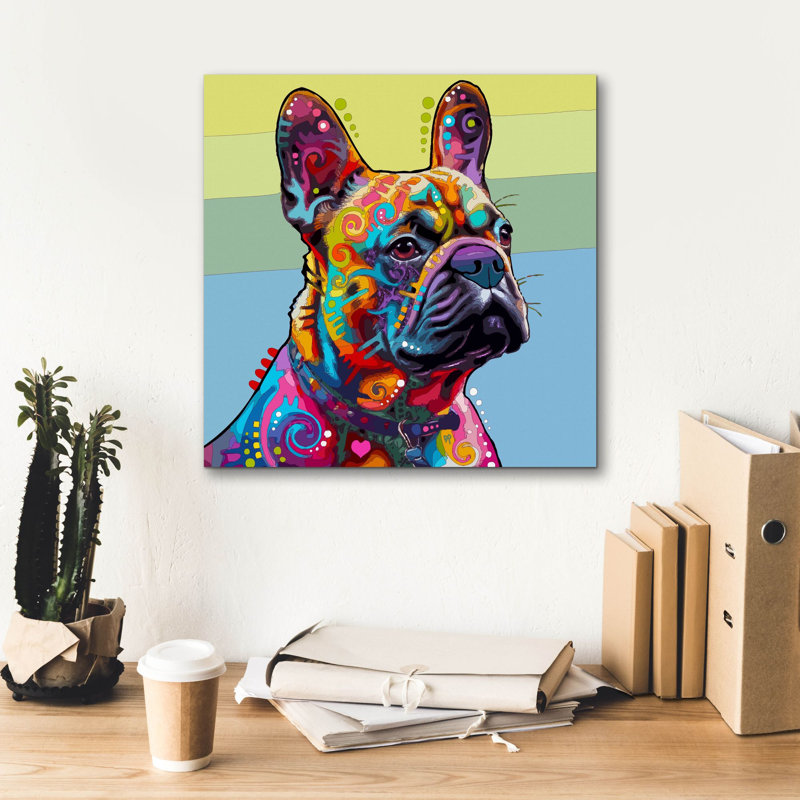 «The Absolute Frenchie» par Dean Russo, art mural sur toile, H 18 po x l 18 po x P 0,75 po