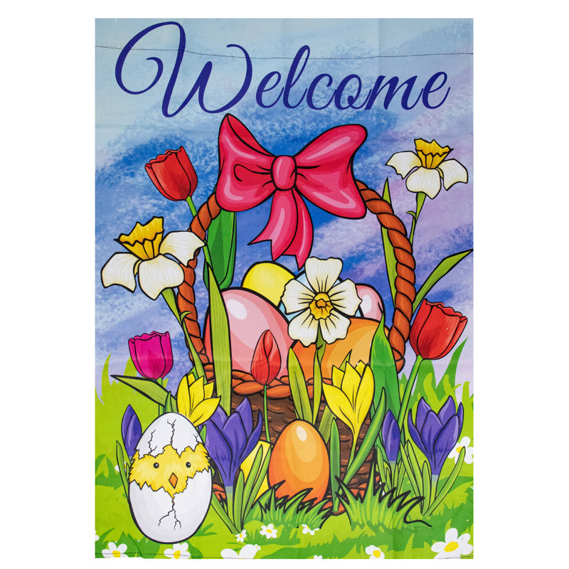 Drapeau extérieur Welcome Welcome Basket, H 40 po x l 28 po