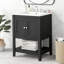 Lavabo de salle de bain élégant et moderne en céramique noire 24 po avec tablette ouverte de style cadre en bois massif (ancien numéro de référence: N725P170597B)-1639576955