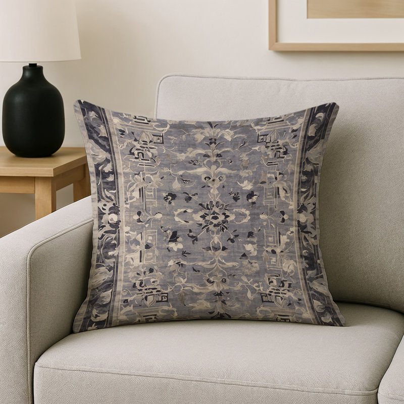 Coussin décoratif intérieur / extérieur gris Modern Modern, Carré 16 po, Gris / gris foncé / brun clair oriental