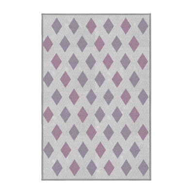 Tapis gris/zone rose à motifs Longmeadow