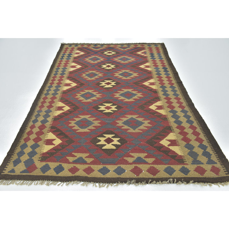 Tapis zone en laine bourgogne/brune 5 pi 3 po x 8 pi 4 po one-of-kind à la main noué la Lorain