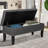 Linen Blend Upholstered Storage Bench