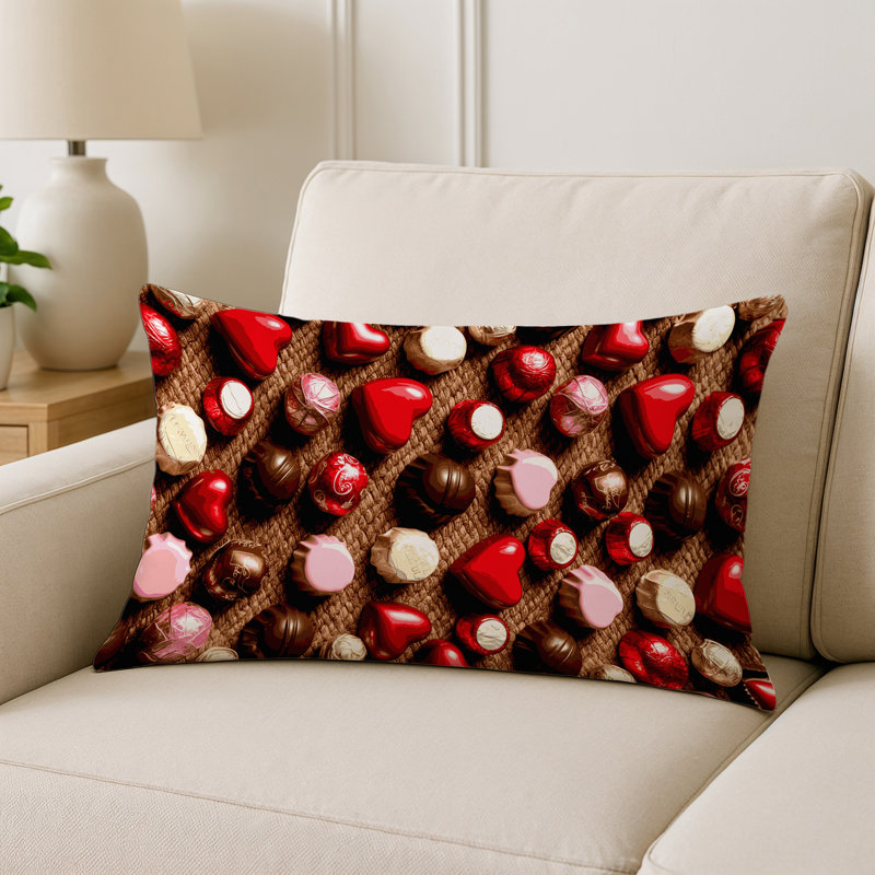Coussin intérieur et extérieur Desserts, Rectangle H 25 po x l 18 po, Chocolats de la Saint-Valentin