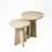 Travertine-Style Round Nesting Side Tables Modern Coffee Tables Set of 2