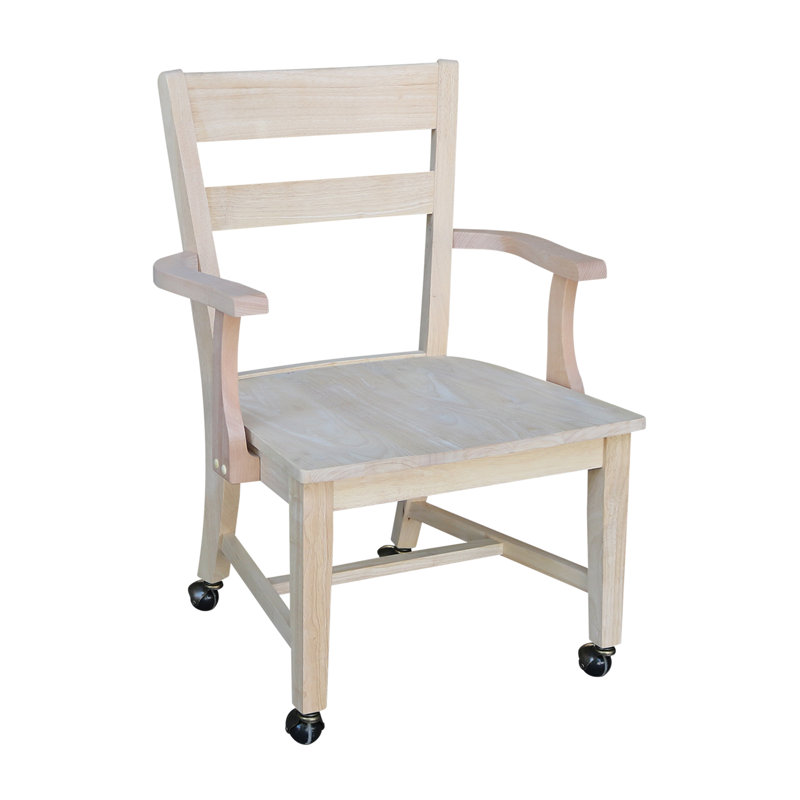 Neven Unfinished Solid Wood Armchair with Casters