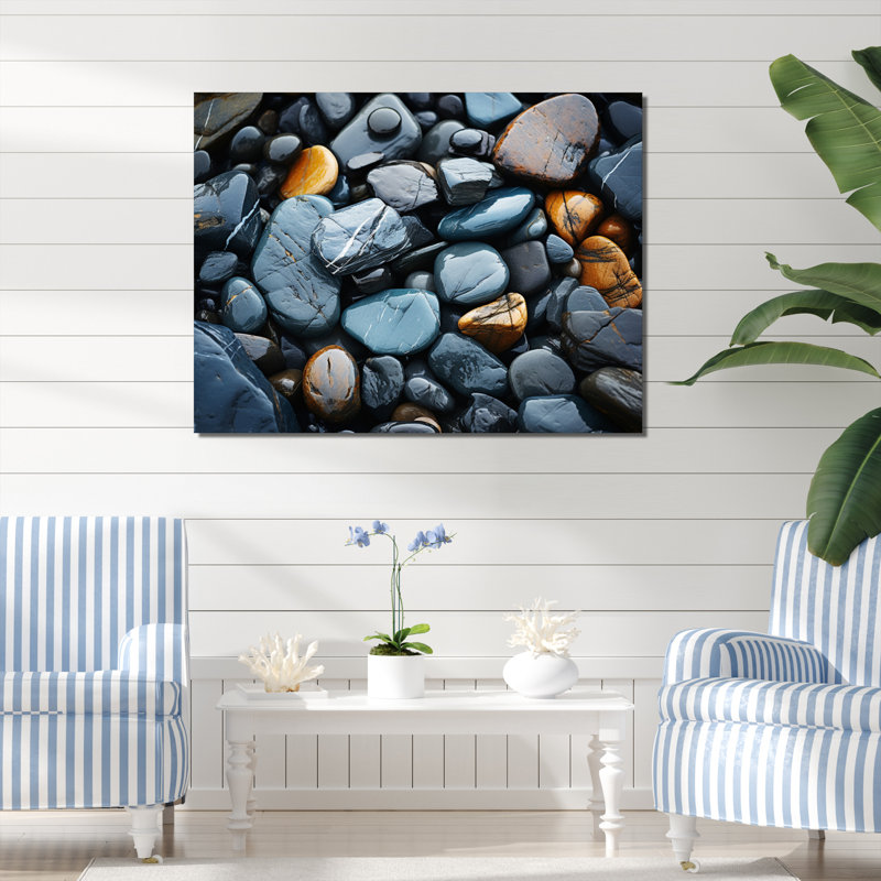 Motif de plage rocheuse II sur toile, H 16 po x l 32 po x P 1 po, Toile tendue