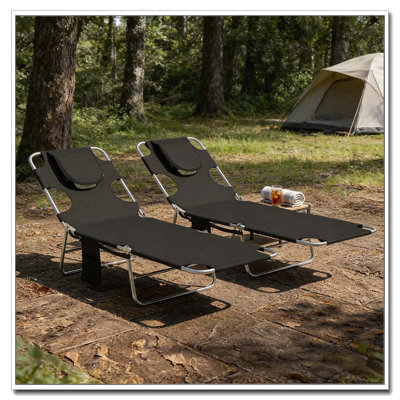 Ensemble de 2 fauteuils de bronzage extérieurs avec cavité faciale
