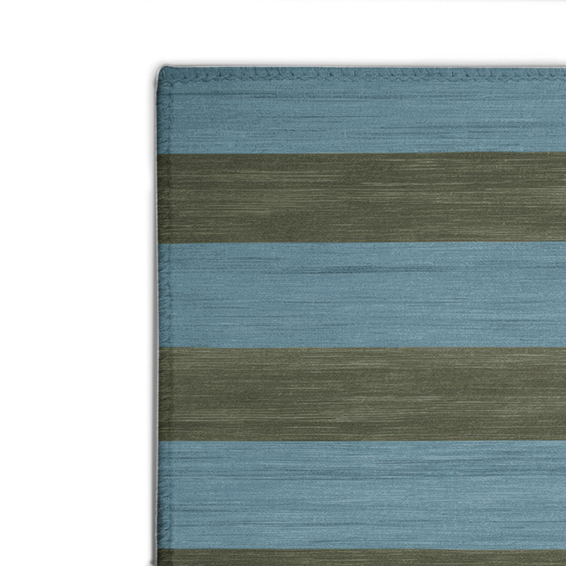 Tapis intérieur / extérieur bleu HorizontalStripes, Rectangulaire 2 pi x 3 pi