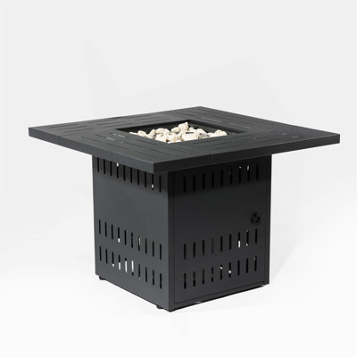 Foyer de table 34 po au gaz propane, foyer d'extérieur rectangulaire en acier de 50 000 BTU pour la cour extérieure - noir
