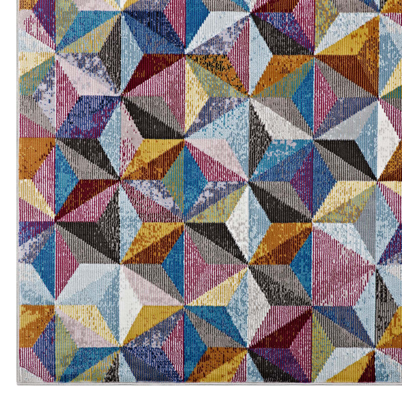 Modway Arisa ful Geometric Hexagon Mosaic Area Rug, Rectangle 4' x 6'