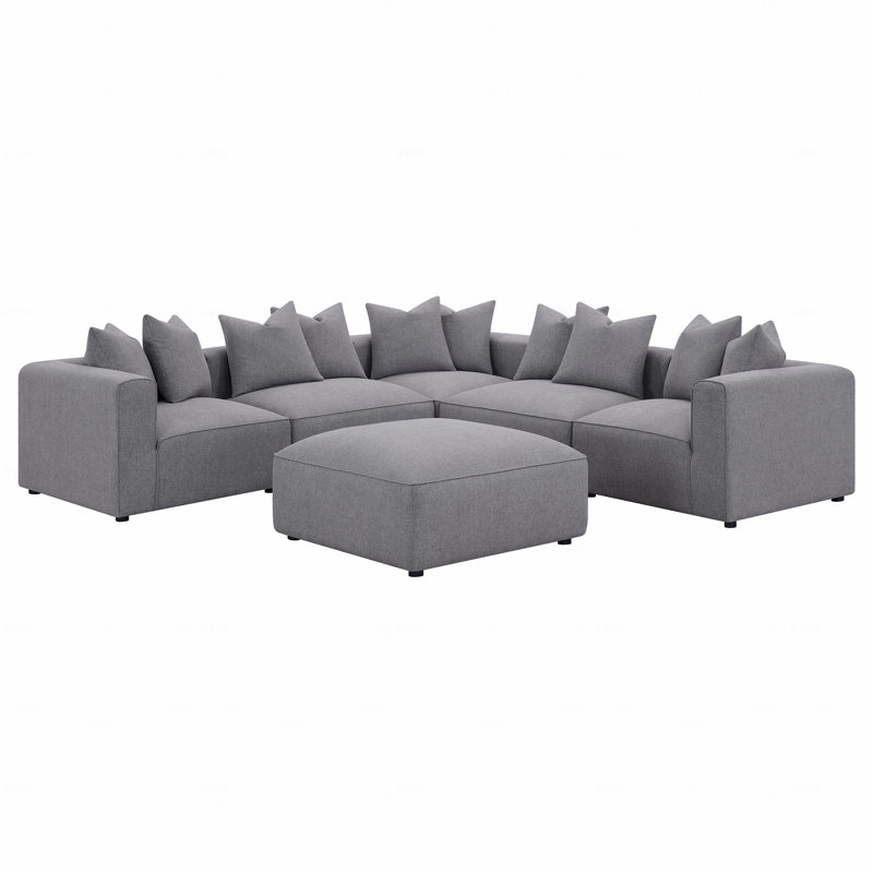 Grey Corner Chair With Accent Pillow