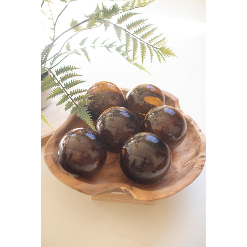  Amber Glass Decorative Ball – 4"H Round Home Accent