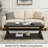 Modern Rectangular Coffee Table With Open Shelf, Waterproof Top & Curved Wood Legs-1217369351