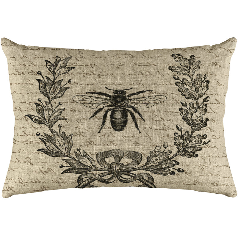 French Bee Rectangular Linen Lumbar Pillow