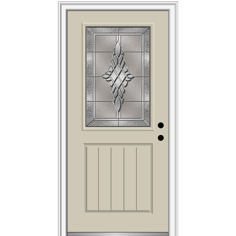 Porte d'entrée prémontée en panneau de fibre de verre 1/2 panneau Grace avec panneau peint 1/2 panneau Grace 4-5 / 16 po Grace
