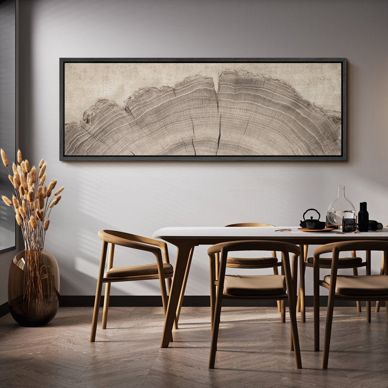 Grande impression sur toile encadrée - Anneaux d'arbre pour décoration intérieure moderne, H 20 po x l 60 po, Noir