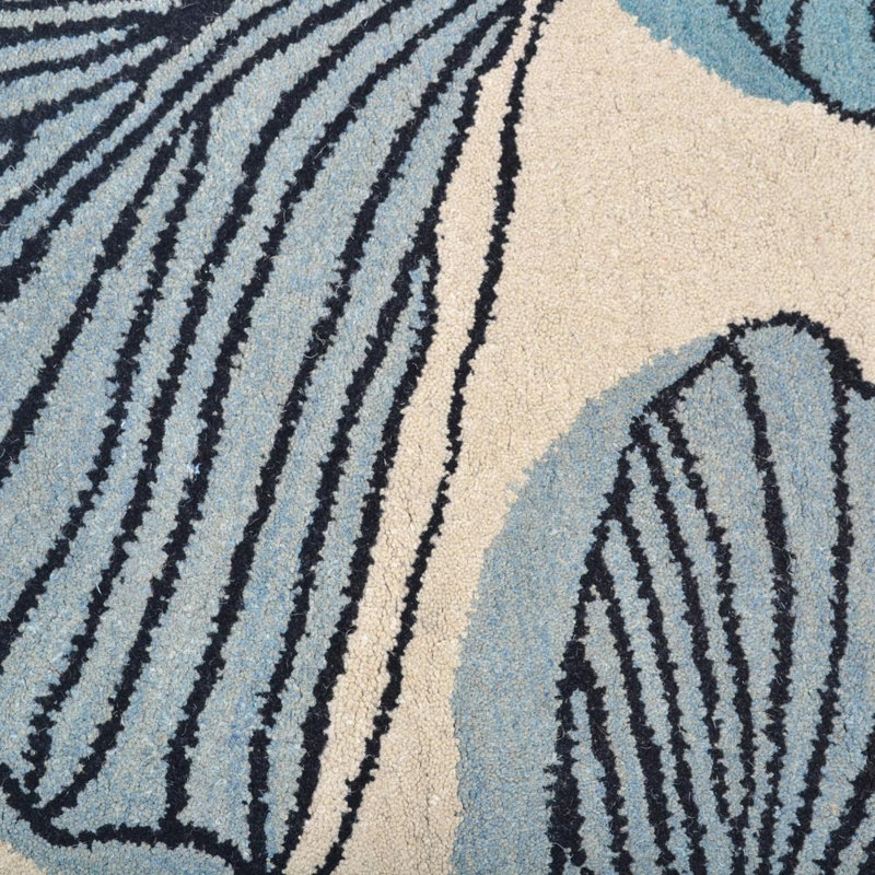 Brodderick Hand Tufted Wool Eco-Friendly 9x12 Area Rugs - Rectangle, Cream Blue Color, Floral Modern Design, High Pile Thick Handmade Anti Skid Area Rugs for Living Room, Bed Room