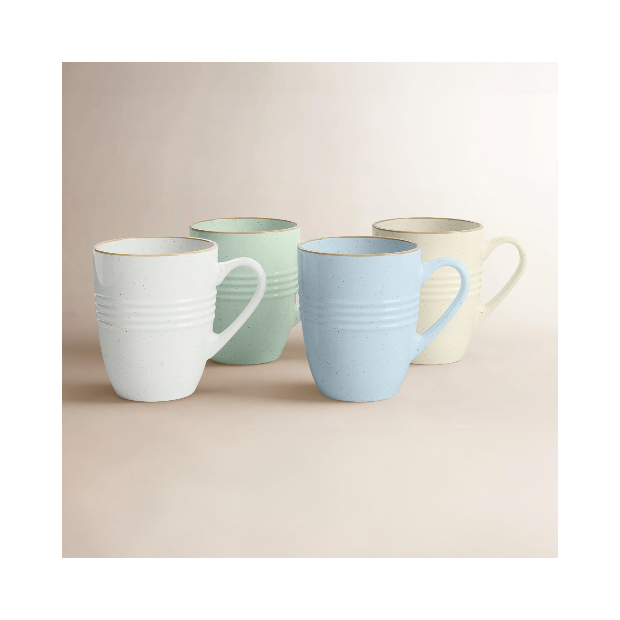 Birch Lane Kestwick 14oz Stoneware Coffee Mug Set (Set of 4), Multicolor