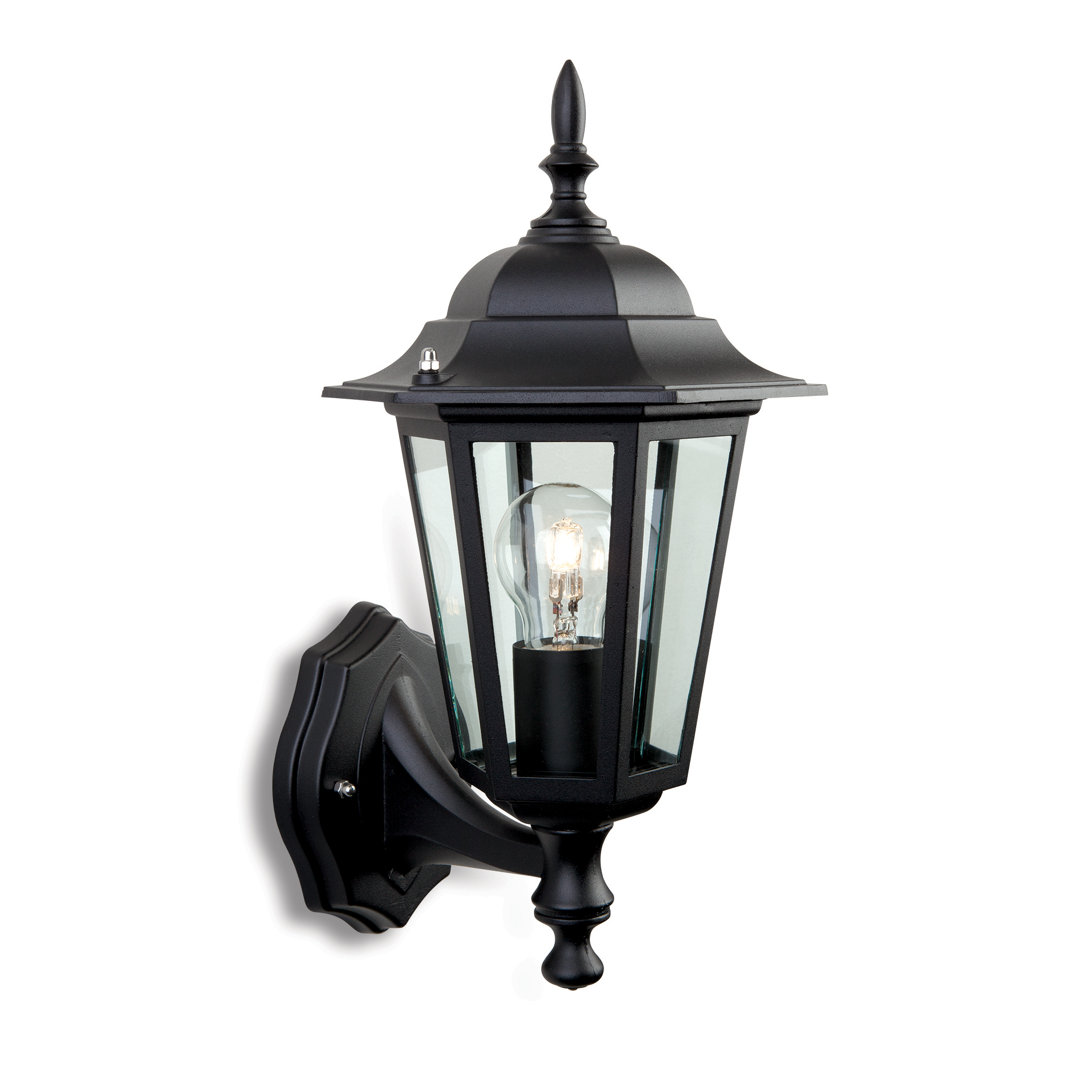 6 Panel Matte Black 36cm H Outdoor Wall Lantern