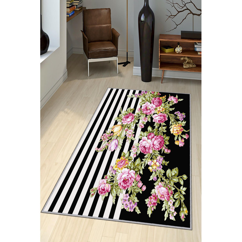 Premium Woven Carpet, 5.2 x 7.5 ft, 100% Polyester, Antibacterial, Non-Slip Underside, 0.3 in Pile Height | Machine Washable, 3D Digital Print | Perfect for Living Room, Bedroom & Office Décor