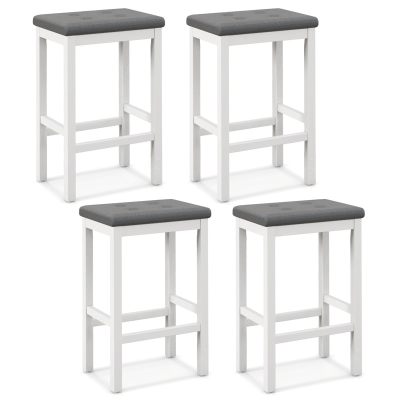 Davasia Upholstered Counter Stool, 4, White, Gray