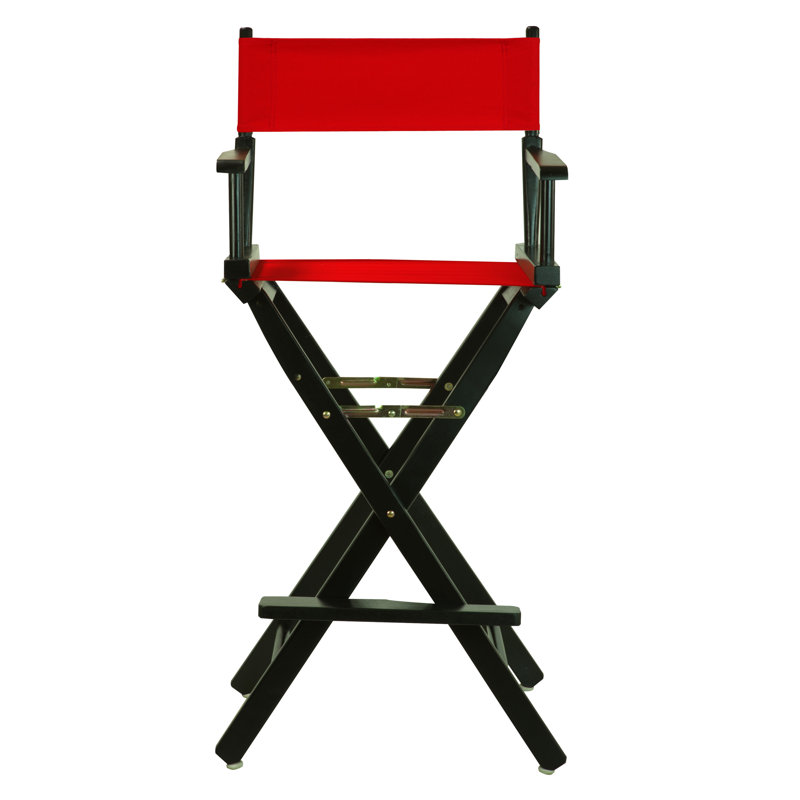 30" Folding Director Chair with Canvas, Red, Black