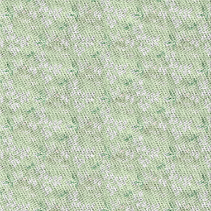 Tapis vert à motif floral, Carré 5 pi