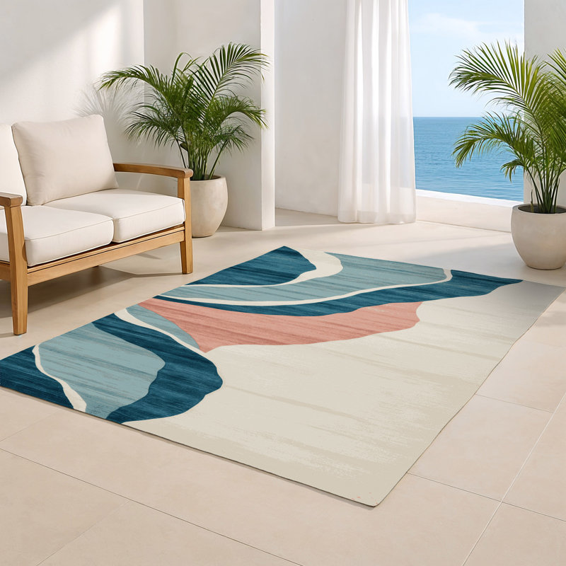 Tapis intérieur et extérieur beige Watercolor, Rectangle 4pi x 6 pi
