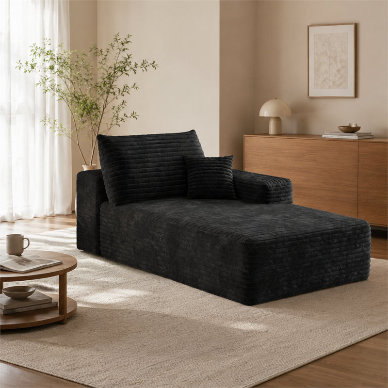 Canapé multifonctionnel noir en tissu hautement élastique et résistant à l'usure avec canapé-lit pliable à droite et rangement pour un usage double dans le salon