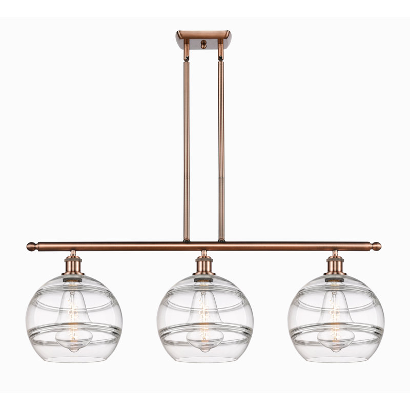 Chartoff 3 - Light Kitchen Island Pendant, Clear, Antique Copper