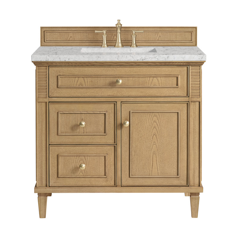 Lorelai 36'' W Single Vanity, Eternal Jasmine Pearl, Light Natural Oak, 8" Widespread