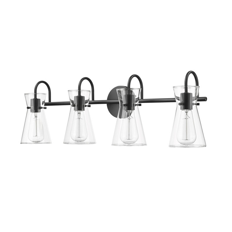 Éclairage de salle de bain à intensité variable à 4 lumières Rivenburg, Noir mat