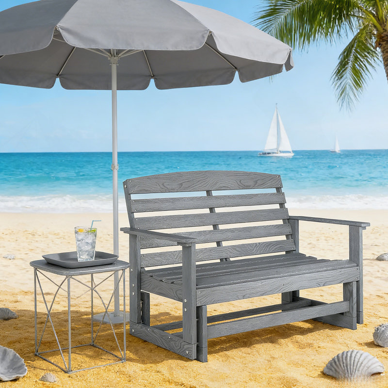 Patio Bench,Outdoor Glider Bench,Loveseat Patio Glider Bench, Gray