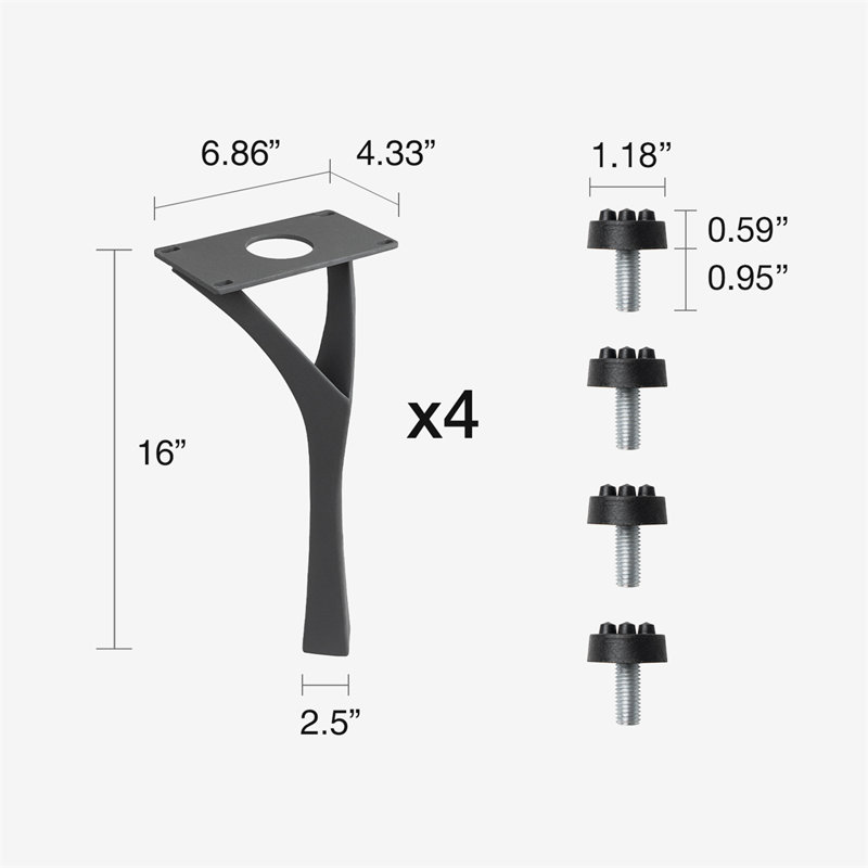 Faras Metal Bench Legs, Set of 4