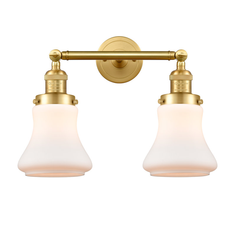 Edda 2 - Light Dimmable Vanity Light, 60 Watt Vintage Incandescent Bulb, Matte White, Satin Gold