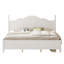 Structure de lit plateforme très grand avec tête de lit à vagues rétro, support de lattes en bois, aucun sommier requis, assemblage facile, structure robuste, mobilier de chambre à coucher avec design rétro classique, blanc-129123718