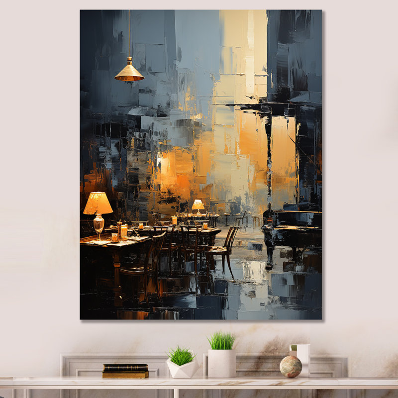 «Yellow Jazz Cafe Melody 2 - Music Jazz», art mural, Toile tendue, H 44 po x l 34 po x P 1,5 po